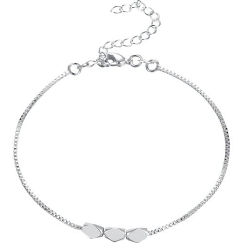 AGTEFFER 925 Sterling Silver Three beads Bracelet For Women Fashion Wedding Engagement Party Charm Jewelry