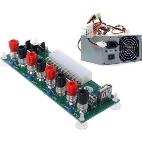 ATX Benchtop Computer Power Supply Electric Circuit 24Pins Breakout Board Module DC Plug Connector USB 5V Port