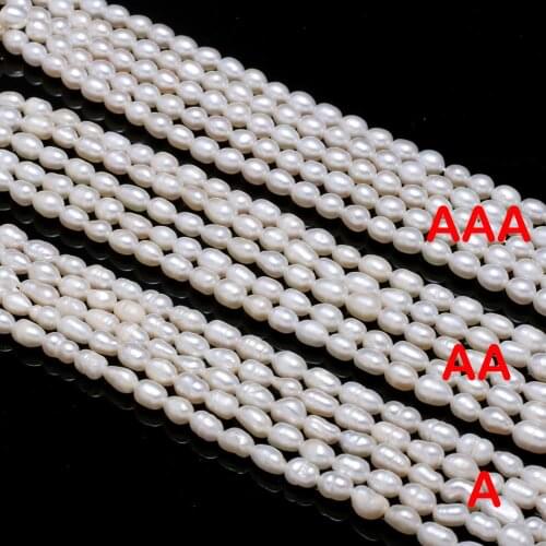 Rice Shape White Pearl Natural Freshwater Pearl Beads A AA AAA for Necklace Bracelet Accessories Jewelry Making DIY 4-5mm