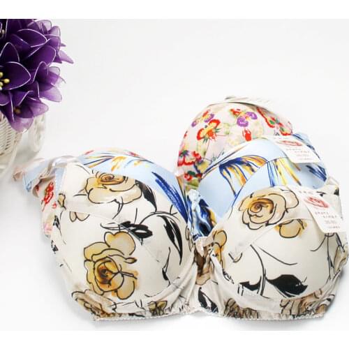 Pure Silk Seamless Bra 100% Mulberry Silk Sexy Print Wire Free Bras 34 36 85 90 AB FREE SHIPPING