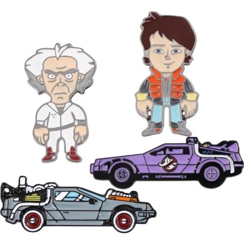 Back To The Future Enamel Pins Metal Car Model Brooches Women Men Lapel Pin Backpack Bags Badge TV Movie Jewelry Gifts Kids