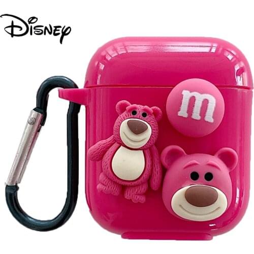 Disney Cute strawberry bear wireless Bluetooth headset protective cover for AirPods / 2/3 generation Pro anti-fall storage