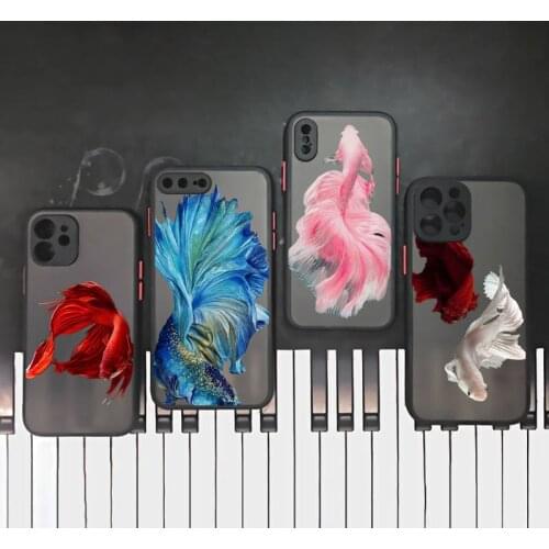 Fish art red fashion design Phone Case For iphone 12 11 8 7 plus mini x xs xr pro max matte transparent cover
