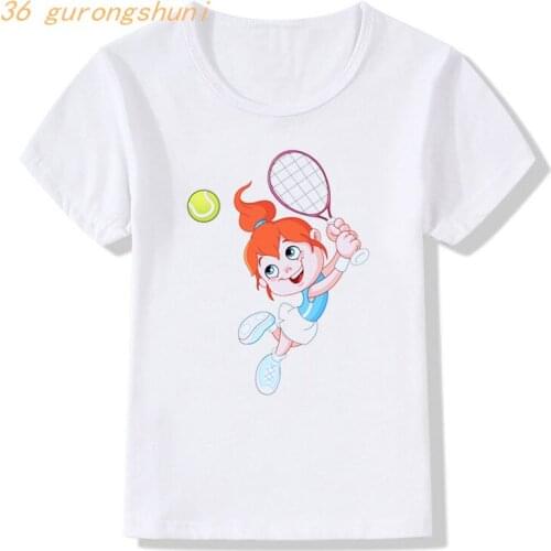 Kids t shirt for boys kawaii cute cartoon tennis player vector children girls clothes tshirt girl kid 3D graphic tee t-shirt