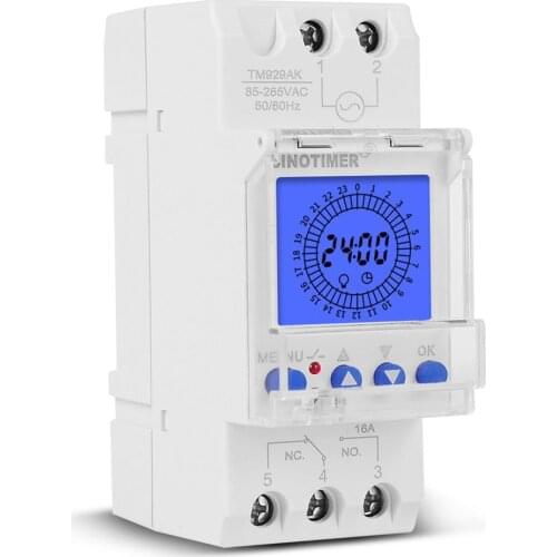 1 Second To 168 Hours Programmable Electronic Time Clock 85-265V Big LCD Backlight Display Timer With Lock Function