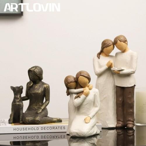 ARTLOVIN Sculpted Hand-Painted Figure Together/Friendship/Faithful Figurine Resin Dog Sculpture Valentines Day Present Mom Gift