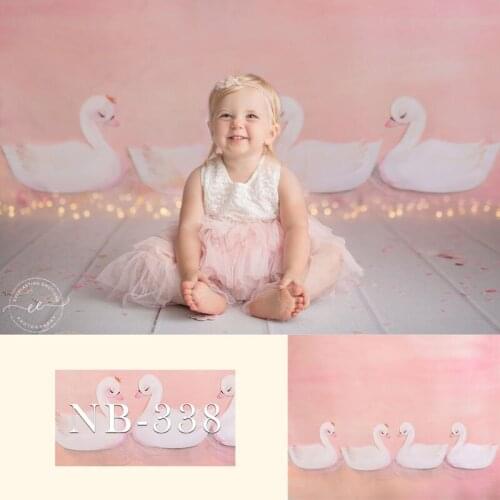 Newborn Baby Shower Little Girl Pink Photography Backdrop White Swan Photographic Studio Photo Background Birthday Backdrop