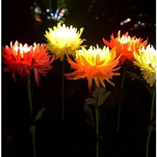 Chrysanthemum Solar Garden Stake Lights Simulation Flower Lawn Waterproof Lamps Home Yard Art Decoration Gift Idea