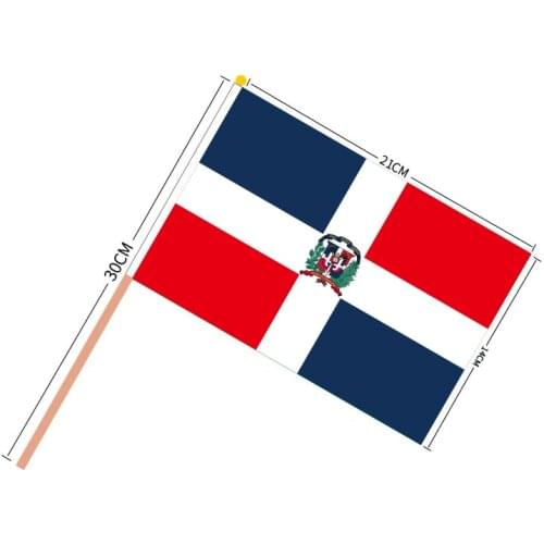 Free shipping 14*21cm 100 PCS/ lot Promotion Wholesale Small Dominican Hand flag Waving National Flag