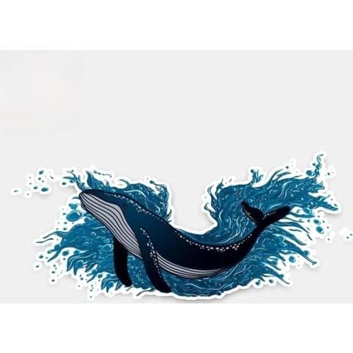 Interesting Fashion Car Sticker Wave Whale Accessories PVC Decal Waterproof Cover Scratches for Audi B8 Passat B6 Opel , 16*7cm