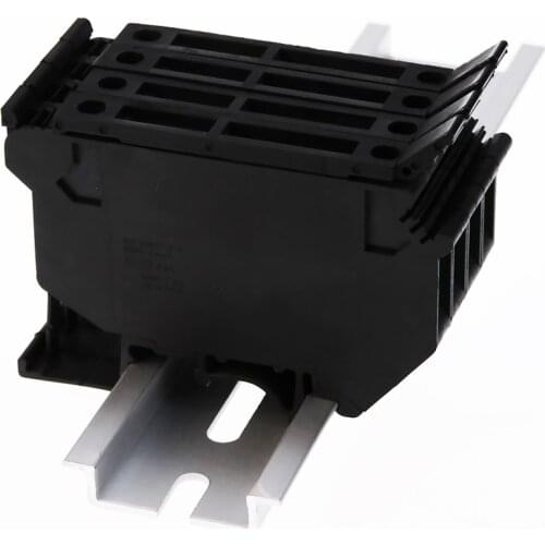 50 pcs Din Rail Terminal Block UK-5-HESI Black Connector Screw Fuse Terminal Block Connector Screw Fuse Holder Conductor 24V220V