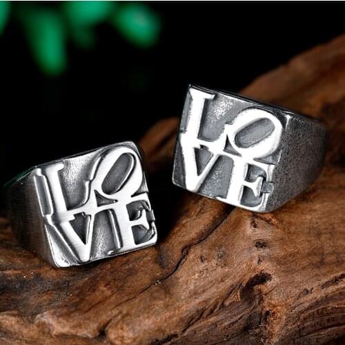Stainless Steel Good Quality Love Ring Vintage Hammer Retro Punk Jewelry Finger Man Engagement Jewelry Gift Wholesale Anel