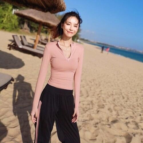 Yoga Crop Top Jacket Long Sleeve Sports Running Clothes Training T-shirt Mujer Camisetas