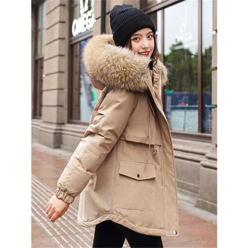 Fashionable Warm Cotton Liner Hooded Down Parkas Coat Winter Jacket Women Adjustable Waist Fur Collar Jacket Parka 2020 New