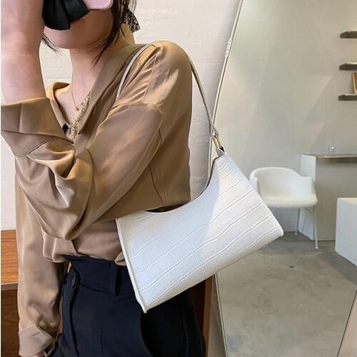Fashion Woman Bag Female Bag Simple Style PU Shoulder Bag Solid Color Soft Face Baguette Elegant Ladies Party Office Retro Bags