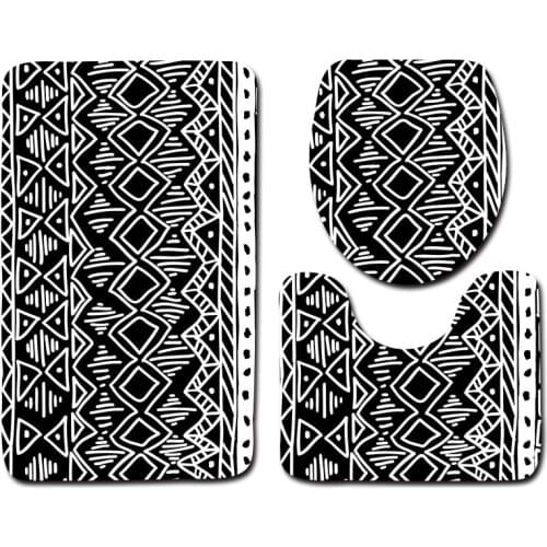 Hot Selling Toilet Three-piece Bathroom 3-piece Set Carpet Door Mat Abstract Geometric Pattern 45*75cm 50*80cm Trendy Household