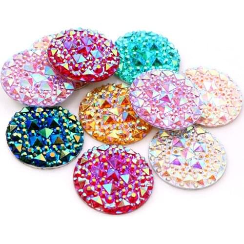 New Fashion 10pcs 25mm Mixed Color Flat Back Resin Cabochons Cameo G4-14