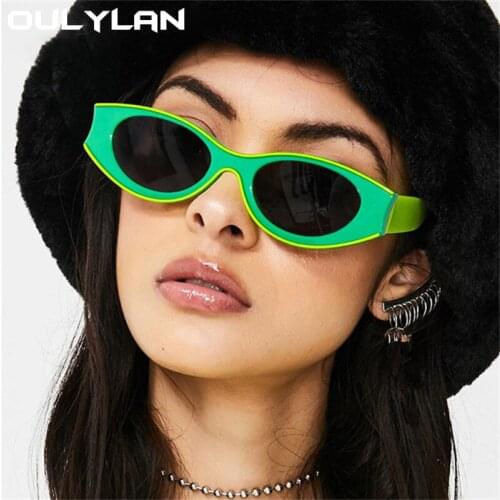Oulylan 90s Small Oval Sunglases Vintage Concave Deisgn Sun Glasses Men Women Classic Outdoor Sports Style Eyewear Shades UV400