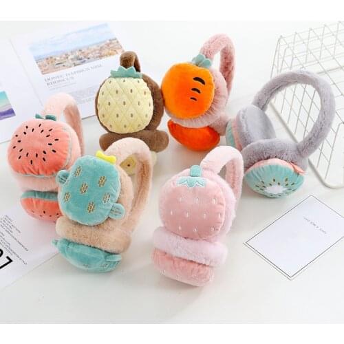 Fruits Embroidery Earmuffs Women Girls Fashion Style Lovely Cartoon Plush Autumn Winter Warm Thickening High Quality Earmuffs