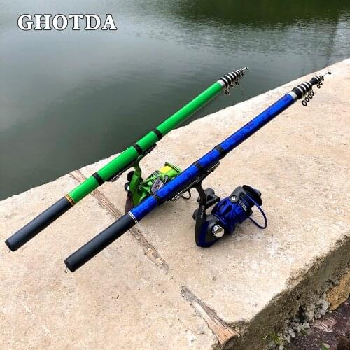 1.5-3.0m Telescopic Spinning Fishing Combo UltraLight Carbon Fiber Surf Rod and 14BB Reel for Saltwater Freshwater