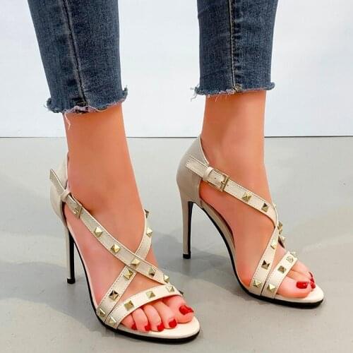 TGHDOF 2021 Summer New Chain Ankle Strap Sandals Women Sexy Open Toe Thin High Heels Sandals Female Buckle Strap Wedding Shoes