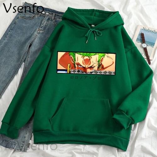 Roronoa Zoro Anime Hoodies Woman Men One Piece Anime Sweatshirts Hooded Winter Fleece Warm Hoddie Pockets Streetwear Aesthetic
