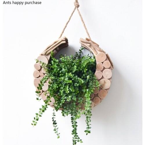 Handmade Solid Wood Wall-mounted Vase Restaurant Decorative on The Wall Background Living Room Decorative Crafts Hydroponic Vase