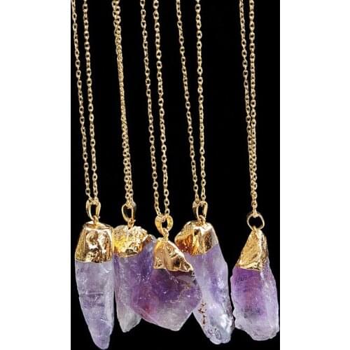 Vintage Handmade Gold Color Jewelry with Cluster Druzy Natural Stone Pendant Choker Long Necklace for Women