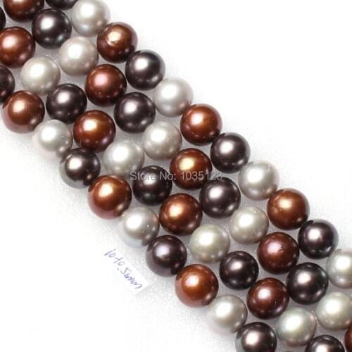 High Quality 10-10.5mm Natural Mixed Freshwater Pearl Nearly Round Loose Beads Strand 40cm DIY Creative Jewellery Making w1942
