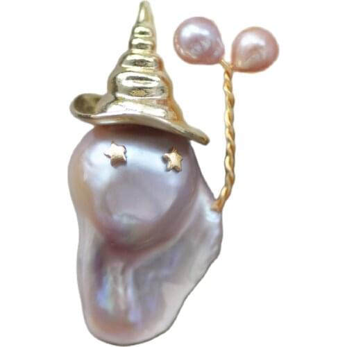 Z11220 Halloween-Pet 32mm Lavender Baroque Pearl Balloons Wizard Pendant Women Fine jewelry
