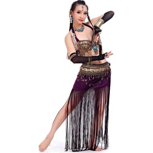 Belly Dance Costume Woman Cloth Black Performance Dress Sexy Sequins Bra Girl Tassel Skirt For Stage Belly Dancing Suit