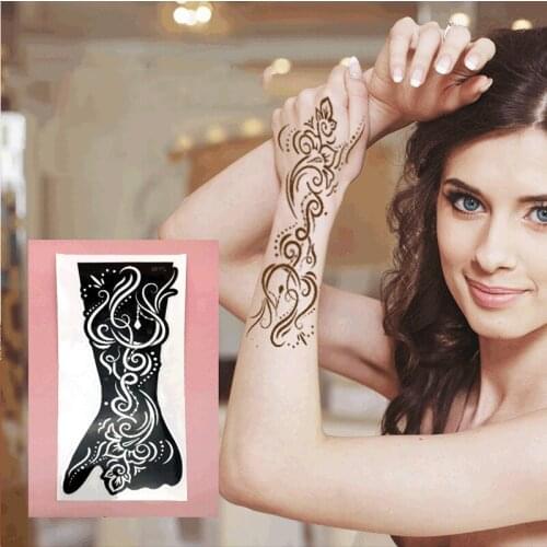 Women Airbrush Painting Mandala Tattoo Stencil Indian Henna Rose Lace Flower Tattoo Stencil Diy Body Legs Arm Art Template