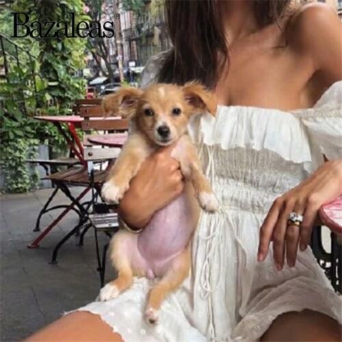 Bazaleas France Fashion elegant Ruched Chic Dresses White Lace Women dress Vintage Off Shoulder vestidos drop shipping