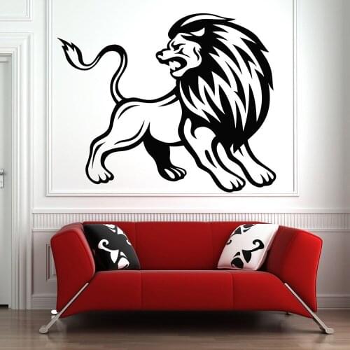 Angry lion Wall Decals waterproof vinyl Animal poster pattern wall sticker Oriental lion Living Room House Home Decor mural G304