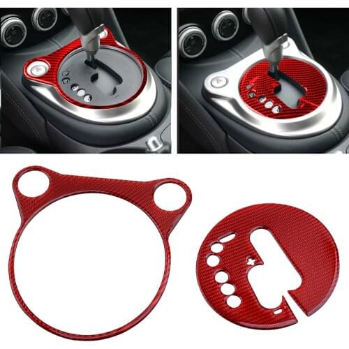 1 Set Car Red Carbon Fiber Gear Shift Panel Cover Trim Frame Fit For Nissan 370Z 2009 2010 2011 2012 2013 2014 2015-2020