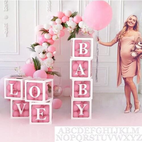 1pc Transparent Balloons Boxes Alphabet Custom for Boy Girl Baby Shower Wedding 1st Birthday Party Favor Backdrop