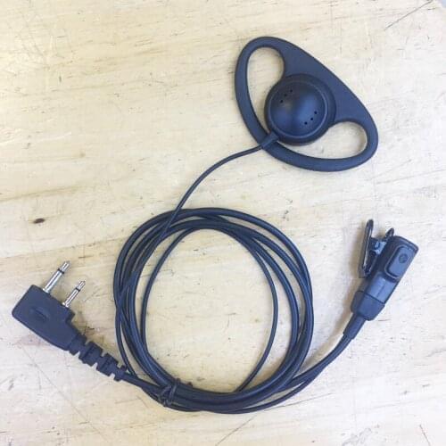 10pcs/lot D shape clamp colar PTT earhook headphone 2pins for ICOM IC-V8 V82 V80 F3003 F4001 F3G F4G F11 F26 etc walkie talkie