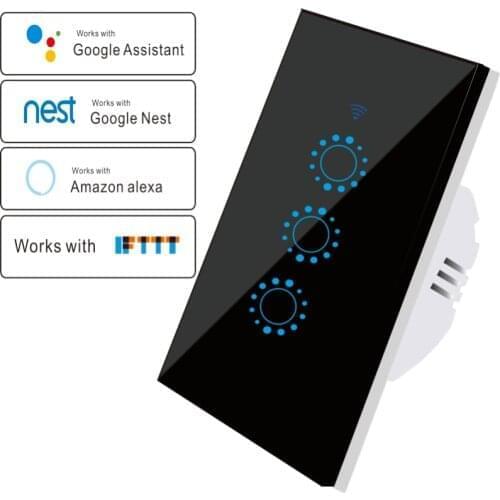 10A Tuya Smart Switch Wifi Switch Glass Screen Touch Panel Voice Control Wall Switch Work With Alexa Echo Google Home 1/2/3-Gang