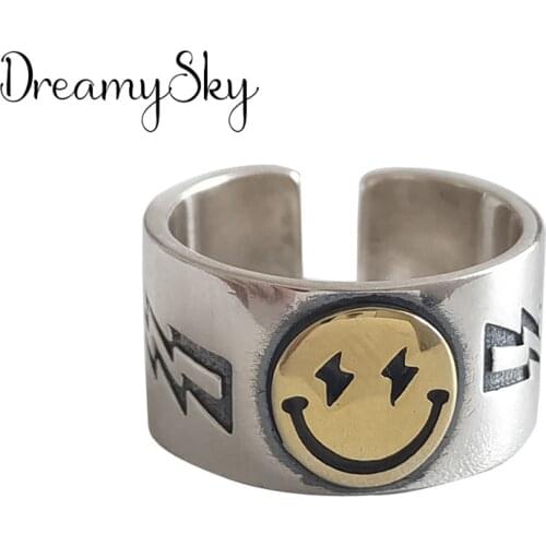 2020 New Charming Smile Face Finger Ring for Women Vintage Boho Knuckle Party Rings Punk Jewelry Gifts for Girls