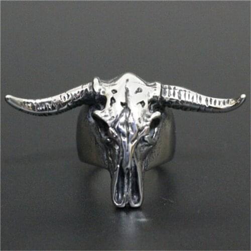 3pc/lot Newest Design Bull Head 316L Stainless Steel Cool Fashion Punk Style OX Head Ring