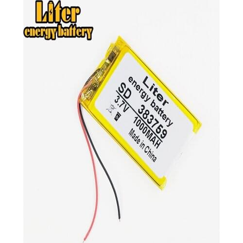 383759 3.7V,1000mAH,[403759] Polymer lithium ion / Li-ion battery for TOY,POWER BANK,GPS,mp3,mp4,cell phone,speaker