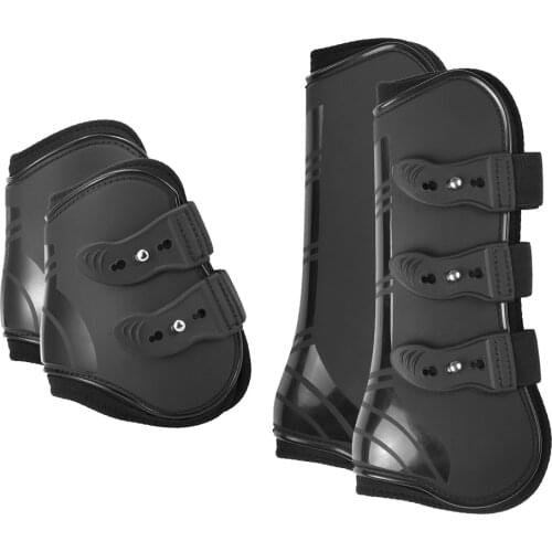 Horse Riding 4PCS Front Hind Adjustable Horsing Leg Boots Equine Front Hind Leg Guard Equestrian Tendon Protection Hock Brace