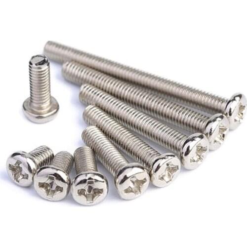 50pcs M1.6 Round head Phillips screw Cross pan heads Mechanical screws Nickel plating 3mm-10mm Length
