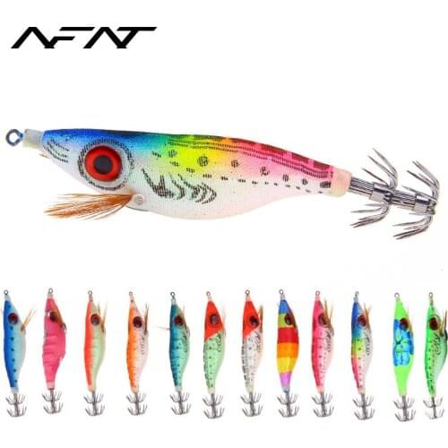 AFAT 1 pcs Fishing Wobbler10cm 9.2g Lure Hard Bait Squid Jig Fake Shrimp Wood Baitjigging Lure Octopus Bait