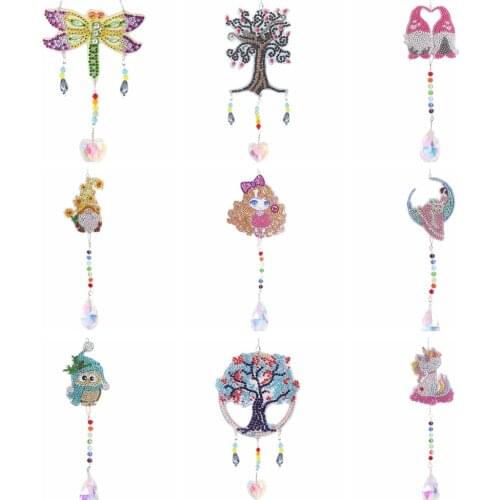Diamond Drill Painting Crystal Prisms Hanging Rainbow Chaser for Window Pendant Home Garden Car Lamp Decor Christmas Craft Gifts