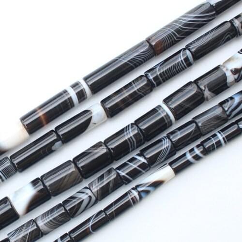 Black stripe ag-ate 6-30mm tube beads 15inch per strand, For DIY Jewelry Making, pendant,necklace
