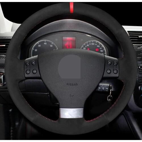 DIY Black Faux Leather Steering Wheel Cover For Volkswagen Golf 5 2005-2009 Passat B6 Tiguan Touran 2008 2009 2010 Accessories