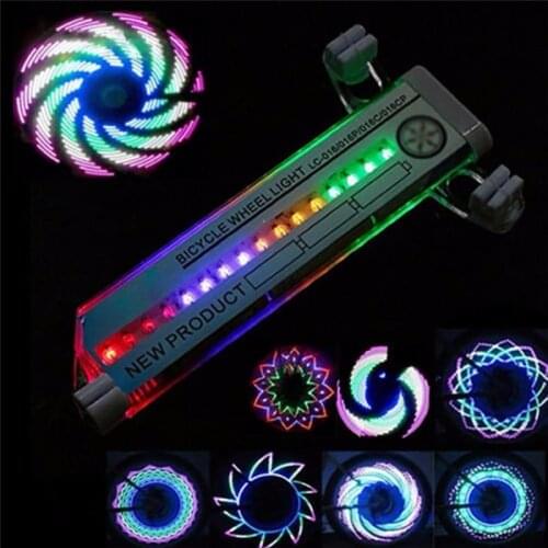 Double Sided 16 LED Colorful Mountain Bike Wheel Light Bicycle Cycling Wheel Spoke Wire Tyre Warning Light Neon Lamp Cover Wheel
