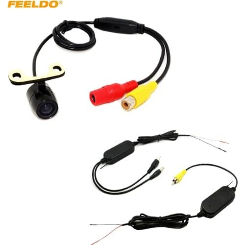 FEELDO 1Set CCD 16.5mm Car Rear View Camera With 2.4 Ghz Wireless RCA Video Transmitter Receiver Kits Module