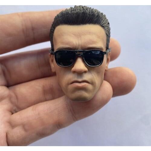 In Stock For Sale 1/6th Terminator Arnold Schwarzenegger With Glasses Male Head Sculpture For Usual 12inch Doll Action Figures